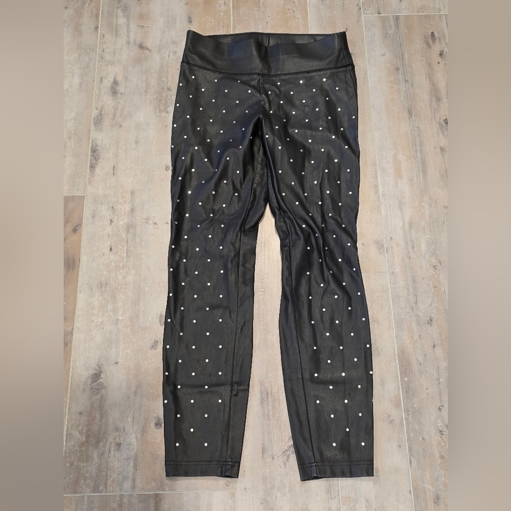 Black Studded Faux Leather Leggings